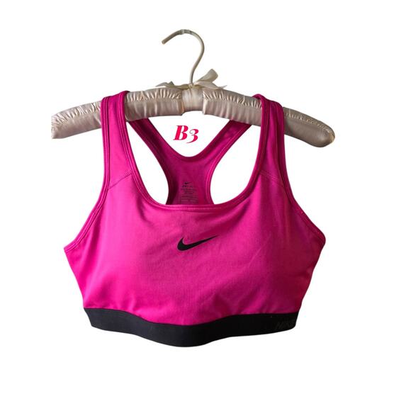 Nike Pro Classic Swoosh Dri-Fit Sports Bra Medium-Support Pink/Black XL B3 - Picture 1 of 2